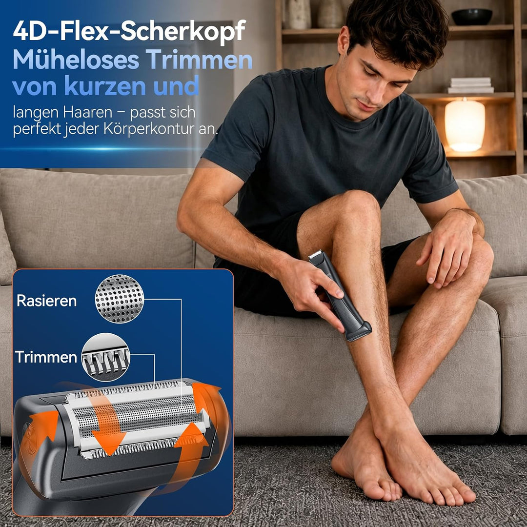 2-In-1 Intimrasierer Mann, kensen Körperrasierer Herren mit Doppelscherkopf Kalkgrau, Kalkgrau