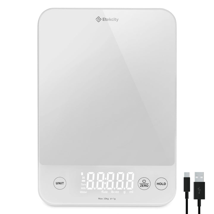 ETEKCITY Küchenwaage, Präzisionswaage 0,1g genau, 10kg Küchenwaage Digital mit Grossem LED-Display,