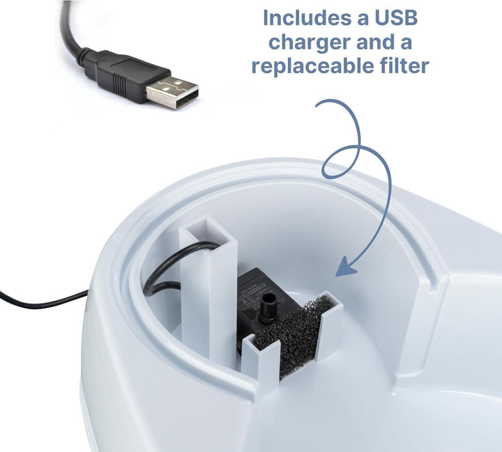 Trixie Strahlbrunnen, gebogen, weiss, 2,5 l/25 × 24,5 × 35 cm