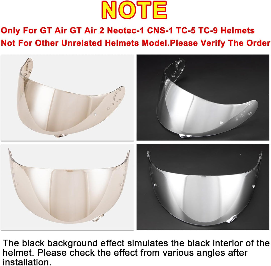 PSLER Helm Visier Verspiegelt für Shoei GT Air GT Air 2 TC-5 TC-9 Neotec CNS-1,Helmvisier Getöntes V