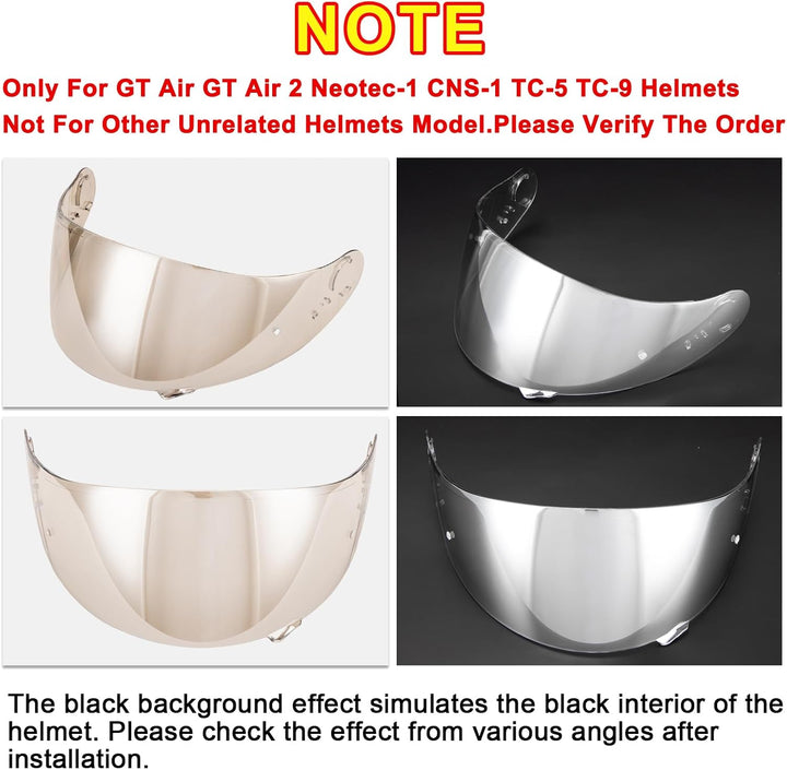 PSLER Helm Visier Verspiegelt für Shoei GT Air GT Air 2 TC-5 TC-9 Neotec CNS-1,Helmvisier Getöntes V