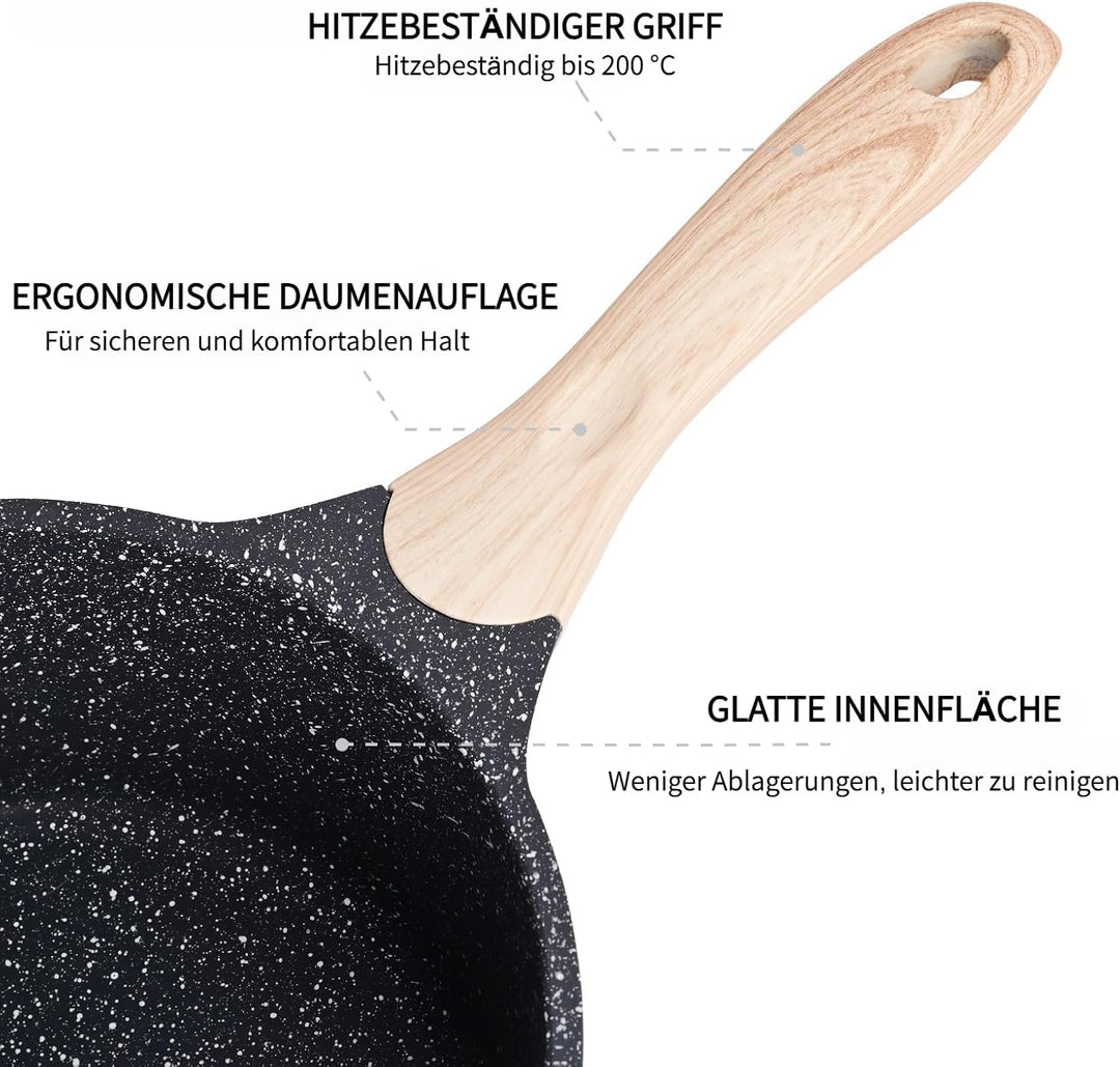 JEETEE Kochtopf 16 cm, 1.5L Kochtöpfe mit Deckel, Milchtopf Mit Hitzebeständigem Griff und Ausguss,