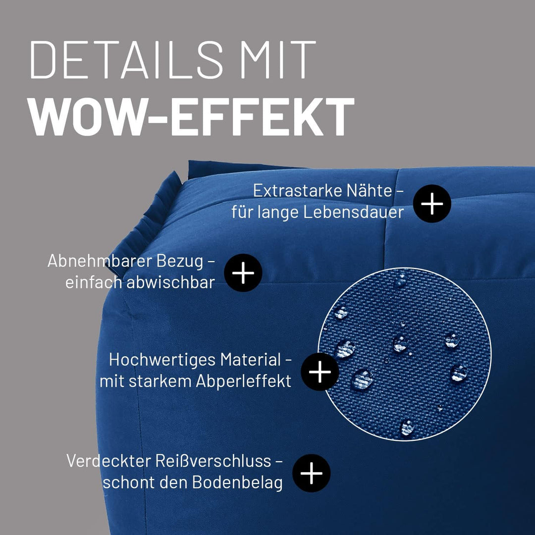 Lumaland Sitzsack-Lounge Modular Pouf | Individuell erweiterbarer & leichter Hocker | Waschbare Sitz