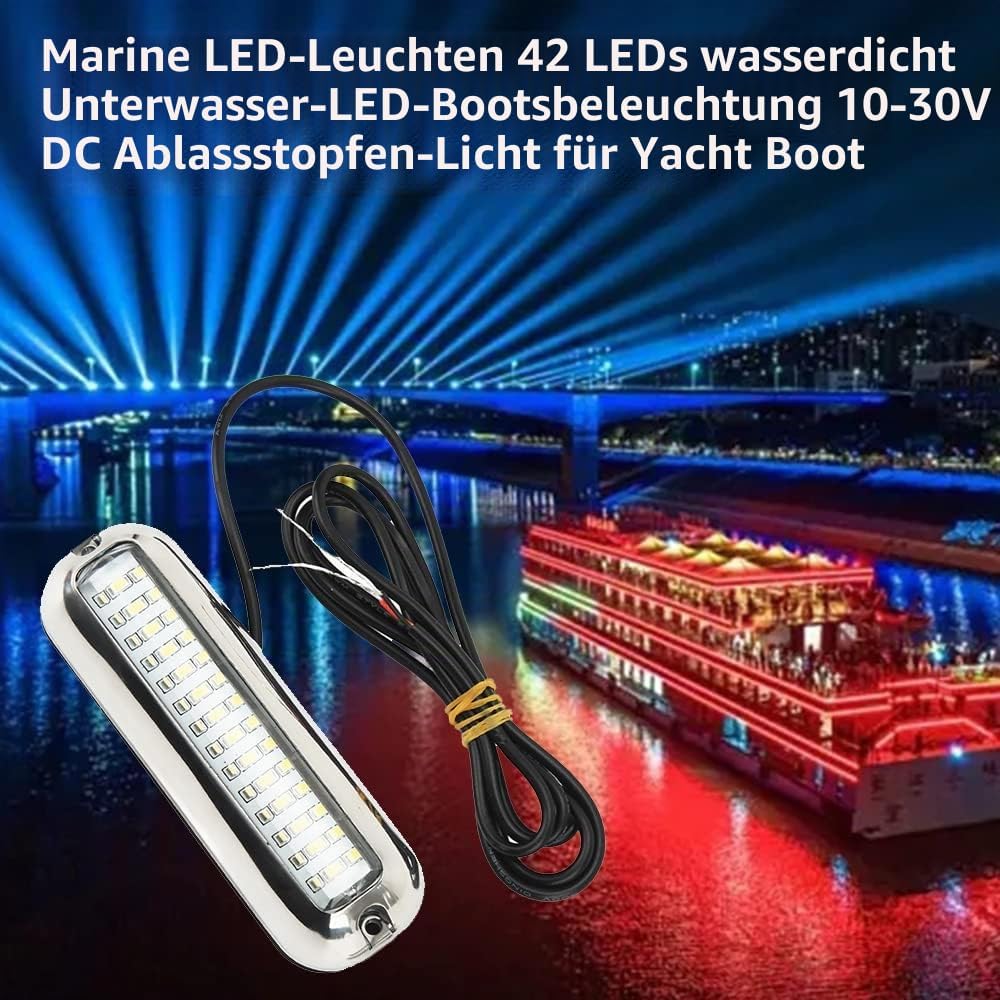 2 Stück Boots-Unterwasser LED Leuchten,Bootsnavigationslicht,1500LM 42 LED Wasserdicht Boot Licht LE