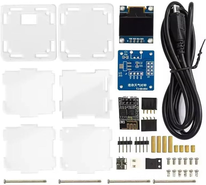Elektronisches DIY-Set ESP8266 Mini-Uhr Wettervorhersage-Set WiFi im Netzwerk mit OLED-Display und D