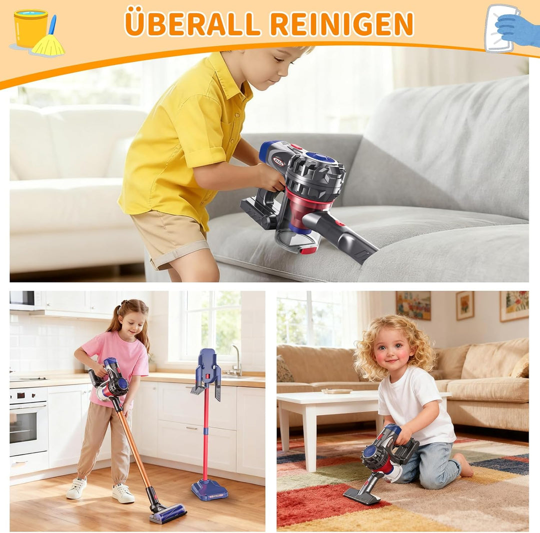 Spielzeug Staubsauger für Kinder, 3-in-1 Staubsauger Spielzeug Set, Realistischer Kinderstaubsauger