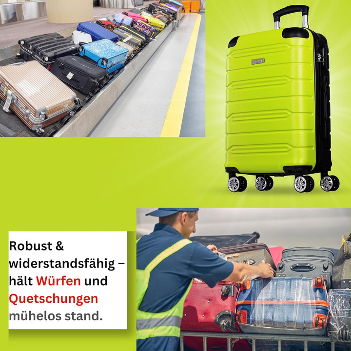 NOWI Handgepäck Koffer leicht – 40L Volumen – 8 Rollen 360° drehbar – Leichter ABS Koffer mit Zahlen