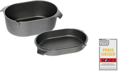 AMT Gastroguss Klaus grillt German Oven Set, kleine Ausführung, 32x22 cm, German Oven Bräter/Gussdec