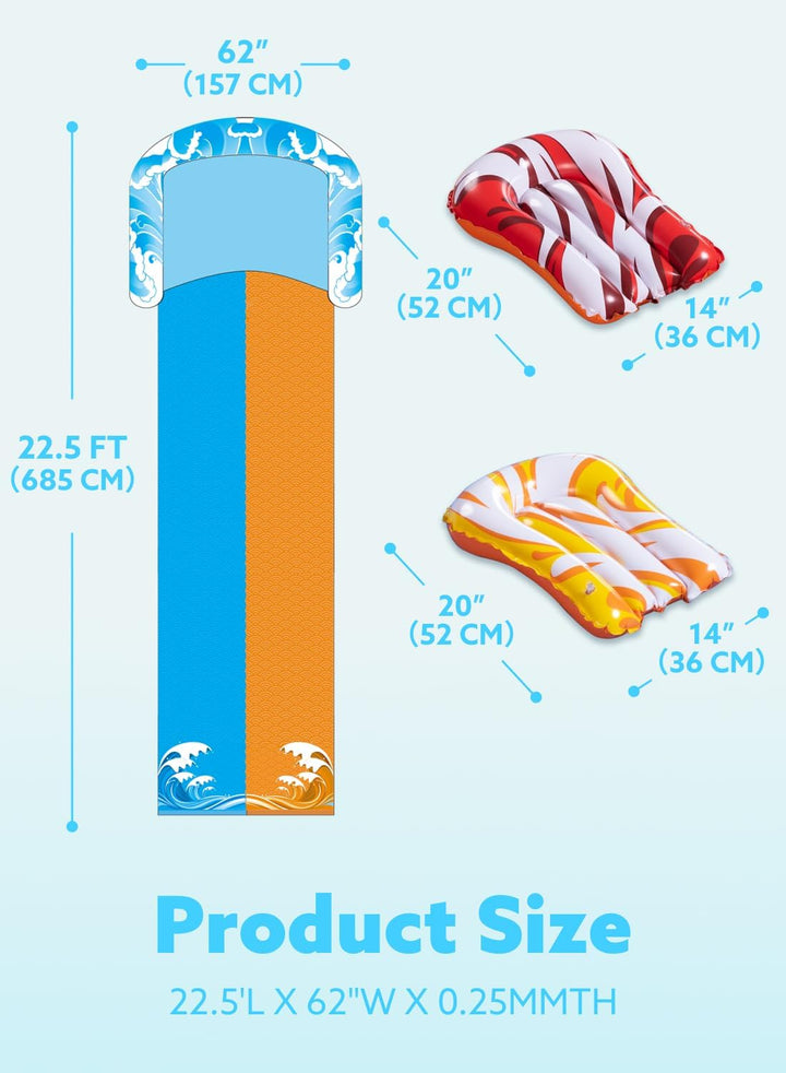 JOYIN 609 CMx 157 cm Slip and Slide Water Slide with 2 Bodyboards, Summer Toy with Build in Sprinkle