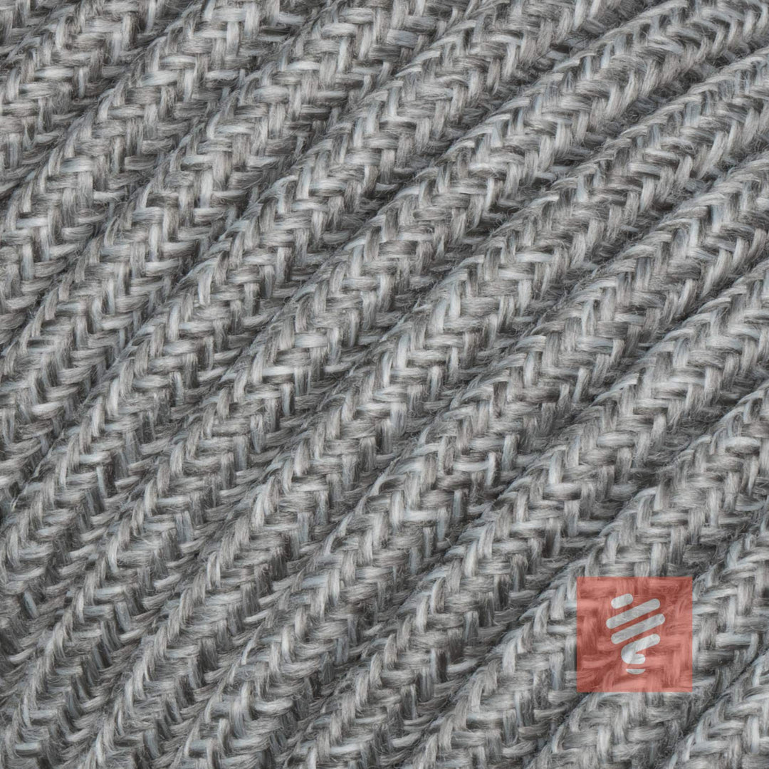 10 Meter - Textilkabel für Lampe, Stoffkabel 2-adrig (2x0,75mm²) - Made in Europe - Grau-Melange Gra