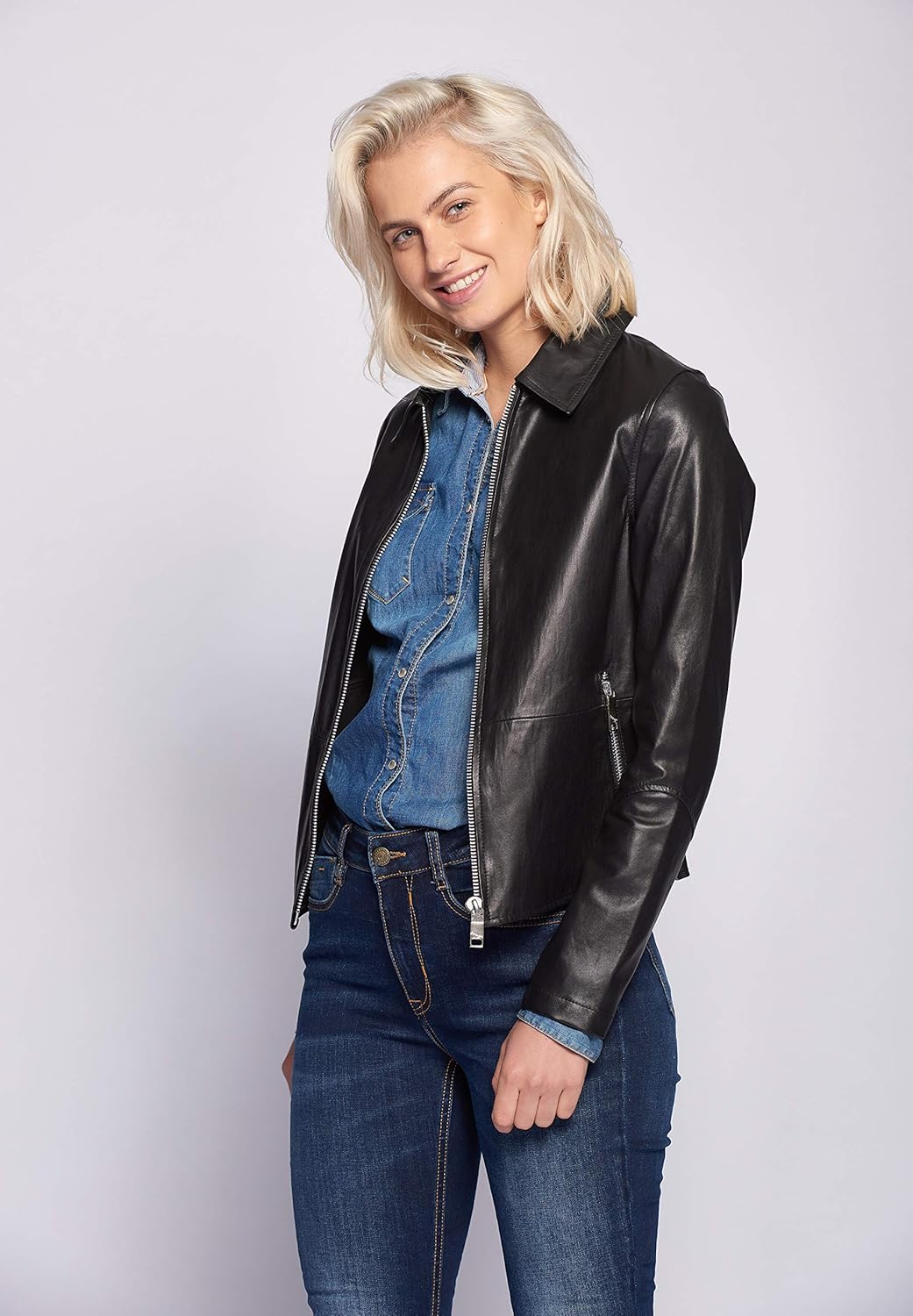 MAZE Damen Lederjacke Noble S Schwarz, S Schwarz