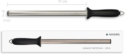 Navaris Set Messerhalter doppelseitig und Diamant Wetzstahl - Messer Halterung magnetisch aus Walnus