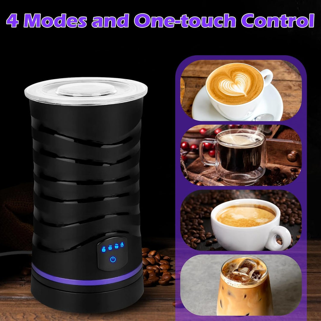 Milchaufschäumer Elektrisch, 4-in-1 Milchschäumer Elektrisch für Heisser und Kalter Milchschaum, Ele