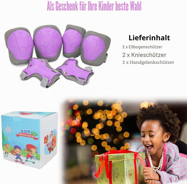 LANOVAGEAR Knieschoner Kinder Protektoren Knieschützer Set 2-8 Jahre Ellbogenschützer, Knieschützer
