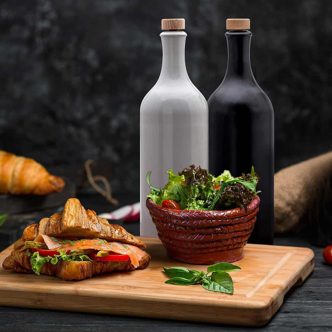 Kaminfix Essig &amp; Öl Spender - Flasche mit Ausgiesser, 2er Geschenkset für Feinschmecker handgefertig
