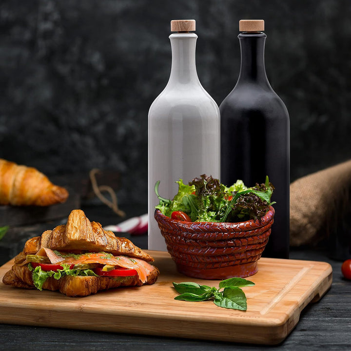 Kaminfix Essig &amp; Öl Spender - Flasche mit Ausgiesser, 2er Geschenkset für Feinschmecker handgefertig