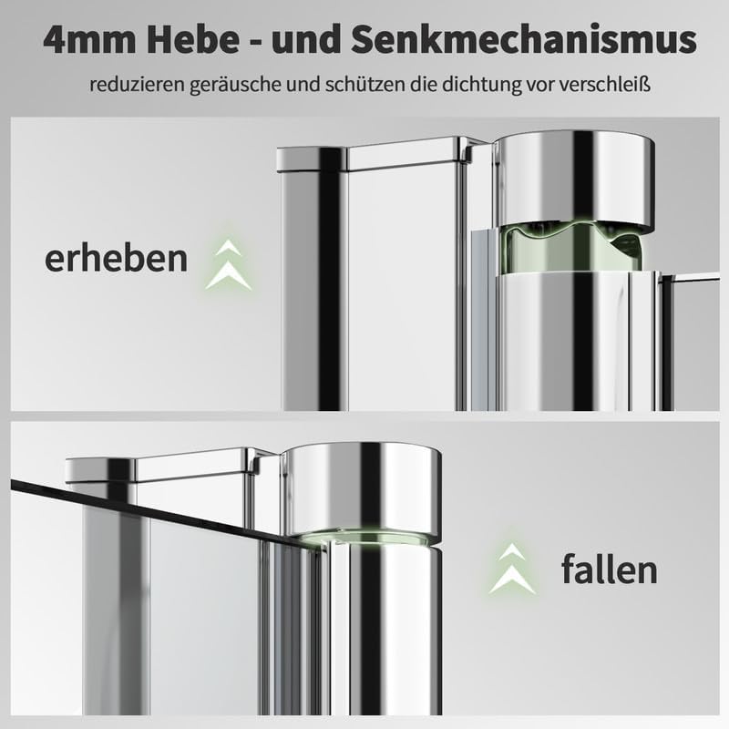 Walk in Duschwand, 120x195 cm Falttür Dusche Duschtrennwand 180° Duschwand 6mm ESG-Sicherheitsglas N