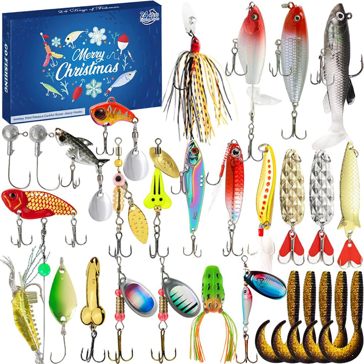Angeln Adventskalender 2025 Männer, 24 Tage Angelkalender Weihnachtskalender Fishing Set,Fishing Adv