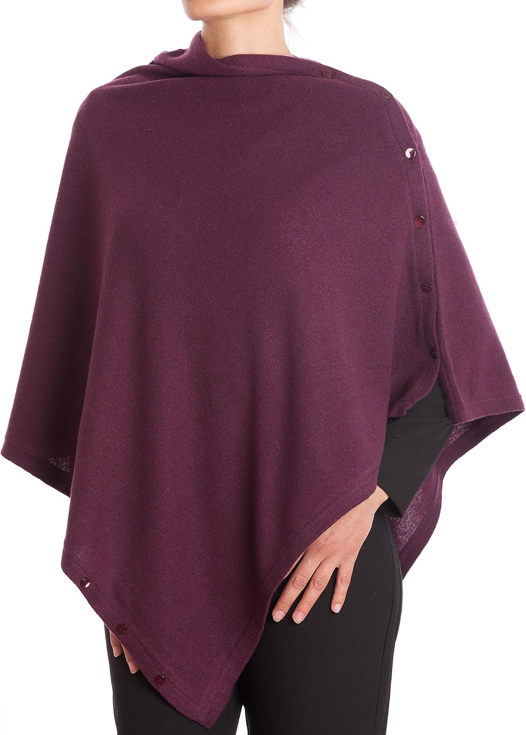 Dalle Piane Cashmere - Poncho mit Knöpfen aus Kaschmir-Gemisch - für Damen Einheitsgrösse Bordeaux,