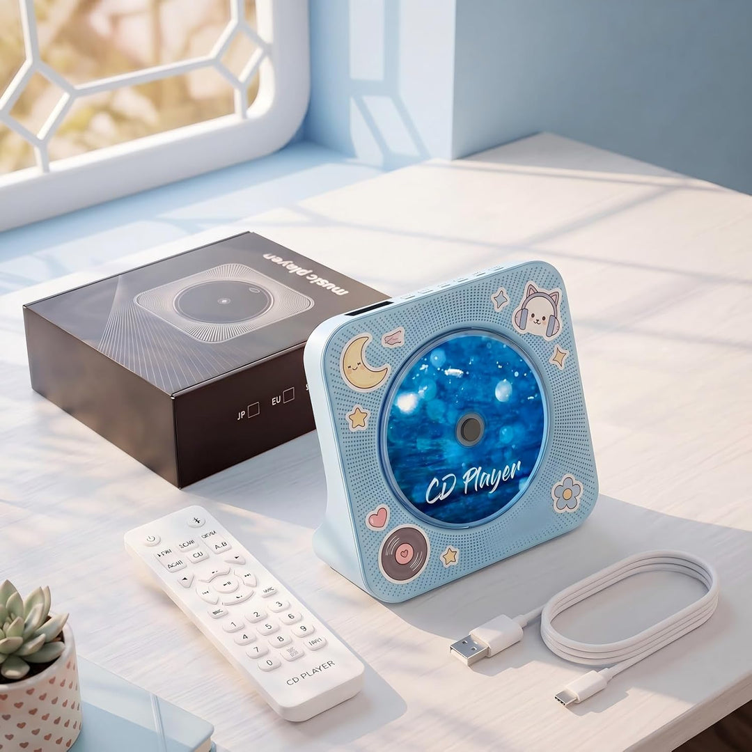 Gueray CD Player Bluetooth CD-Player mit Lautsprecher Unterstützt Fernbedienung Anzeige FM Radio mit