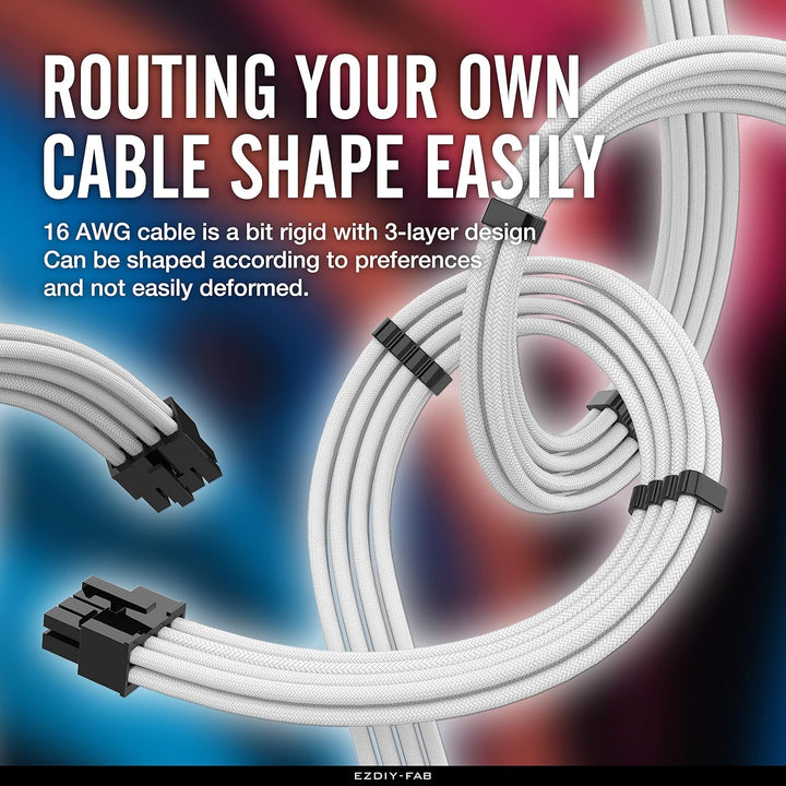 EZDIY-FAB Sleeved Cable - Kabelverlängerung für Stromversorgung mit Combs 24 PIN 8PIN 6PIN 4 + 4 PIN