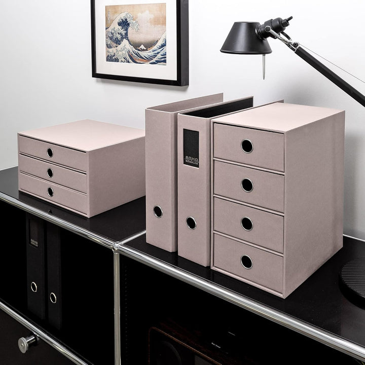 Rössler SOHO 3er Schubladenbox A4 aus Papier | Büro Organizer Schreibtisch| Schubladen Organizer Bür