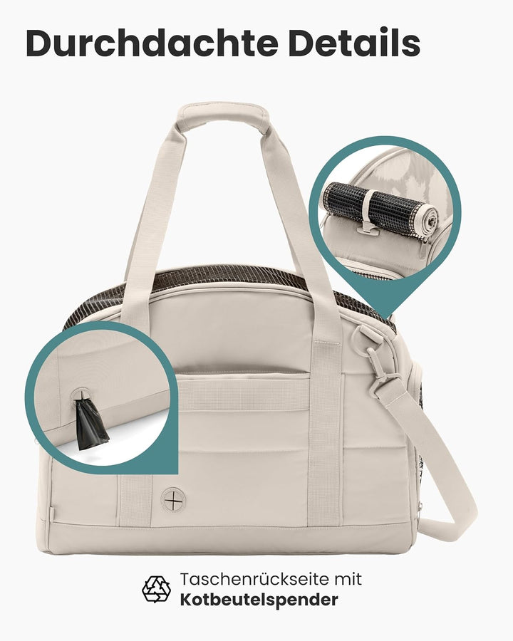 Larkson Hundetransportbox für Kleine Hunde bis 8kg Beige - Tjark - Hundetasche fürs Flugzeug - Trans