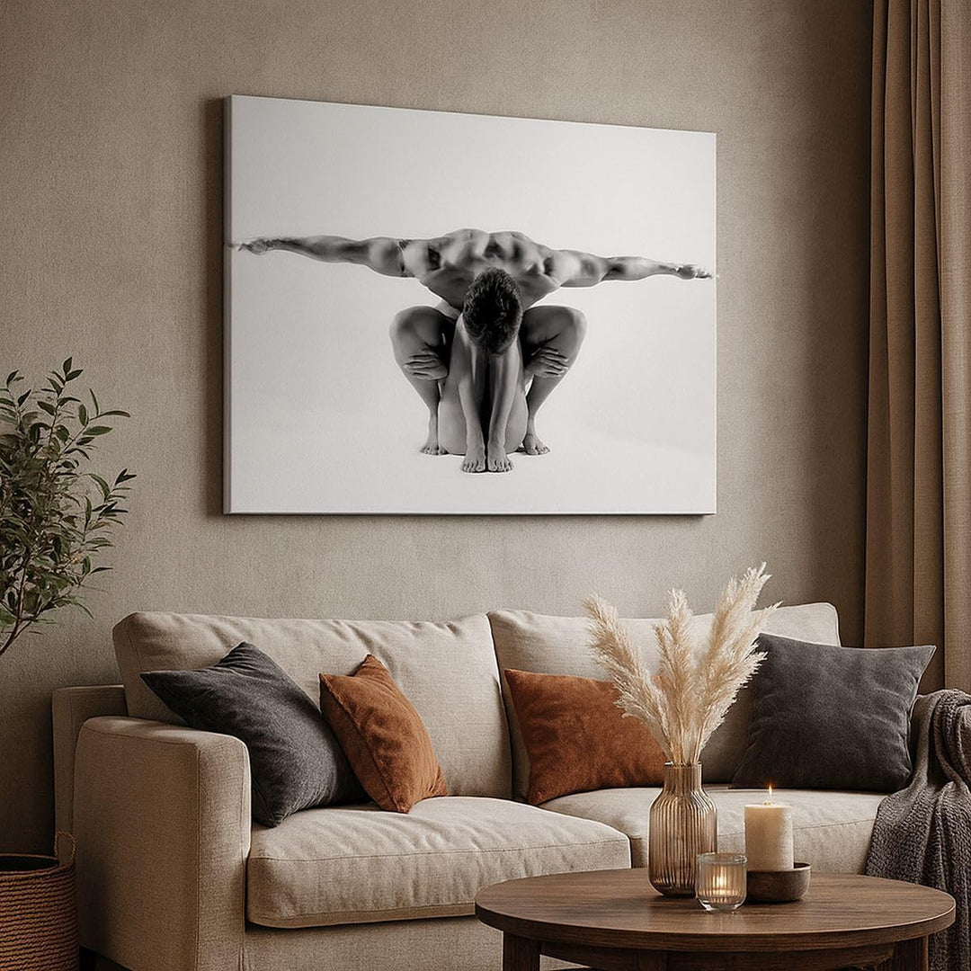 Bilder auf Leinwand 100x70cm Leinwandbild Modell Körper Muskeln Tätowierung Gross Wanddeko Bild Schl