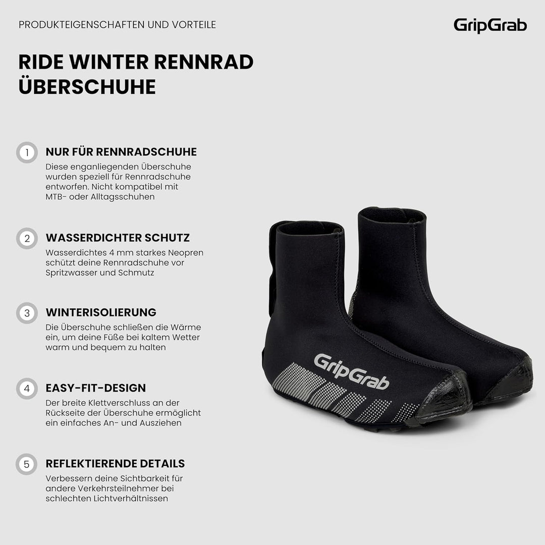 GripGrab Ride Winter Thermo Neopren Rennrad Überschuhe Winddichte Radsport Regenschutz Windschutz Wi