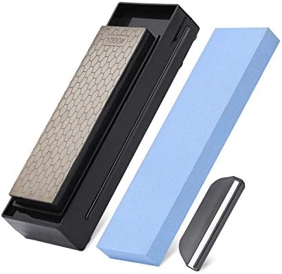 Diamant Schleifstein Wetzstein Set 400/1000 mit Winkelhilfe Messerschärfer Profi, Messerschleifer, A