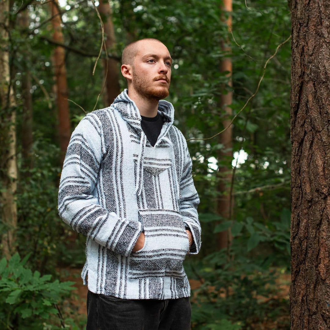 Siesta Baja Hoodie – Mexikanischer Jerga Hippie Pulli Kapuzenpullover für Herren und Damen L Gebroch