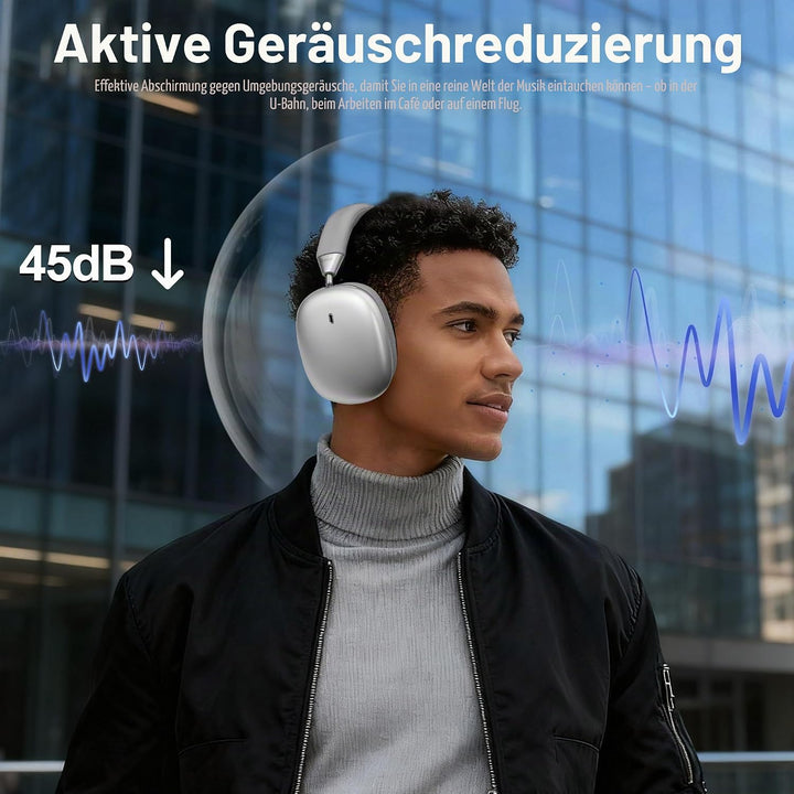 Kabellose Kopfhörer, Noise Cancelling Kopfhörer für die Arbeit, 80H Spielzeit, Wireless 5.4 Over Ear