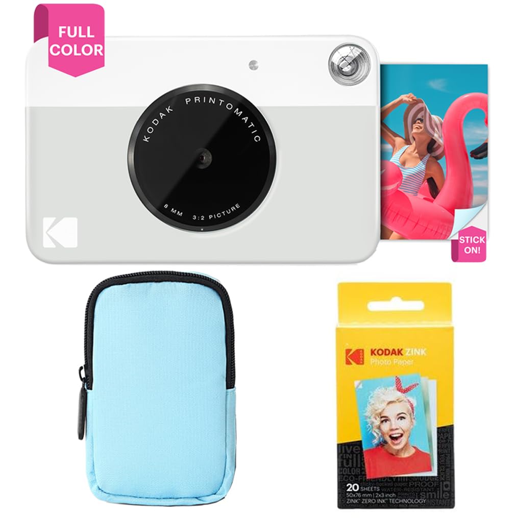 KODAK Printomatic Vollfarb-Sofortdruckkamera-Starterpaket + Softcase + Zink-Fotopapier (20er-Pack) –