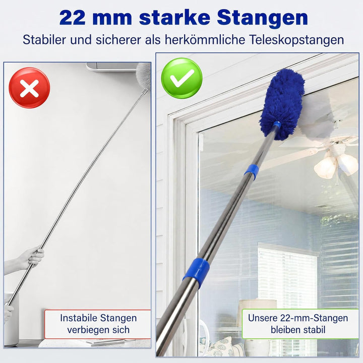 marysgift Staubwedel Teleskop Staubwedel Lang Ausziehbar mit Teleskopstange bis 310 cm Staubwischer
