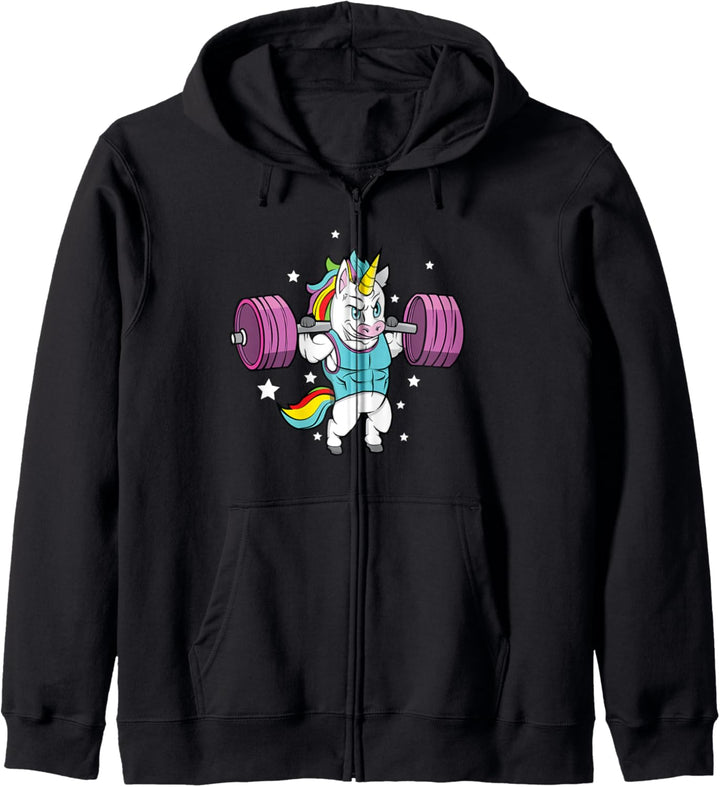 Lustiges Einhorn Gewichtheben Fitness Gym Geschenk Kapuzenjacke
