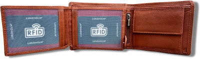 Lundholm RFID Geldbeutel Herren aus hochwertigem Leder (braun) - Hochwertige Geldbörse Herren 13 Kar
