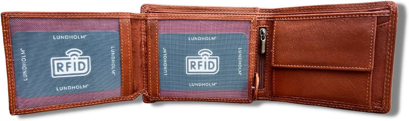 Lundholm RFID Geldbeutel Herren aus hochwertigem Leder (braun) - Hochwertige Geldbörse Herren 13 Kar