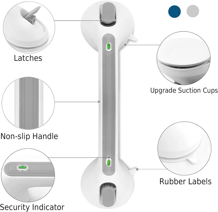 Newthinking Haltegriff Dusche mit Saugnapf, Haltegriffe für Senioren,Grau | Haltegriff mit Saugnapf,