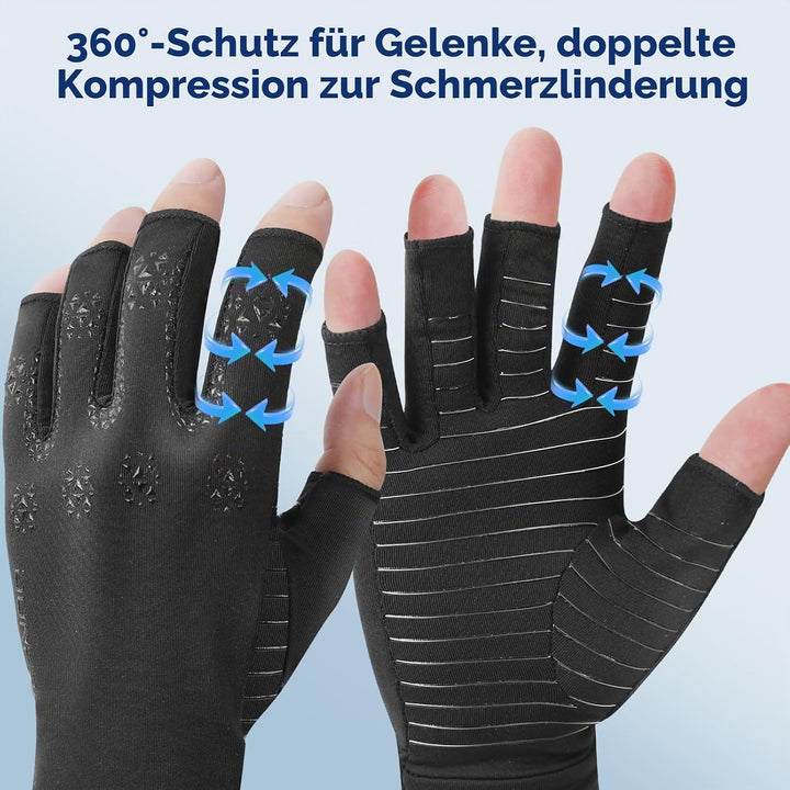 Donfri 2 Paar Kupfer- Arthritis-Kompressionshandschuhe Damen Herren Schwarz (M) M Schwarz (2 Paar),
