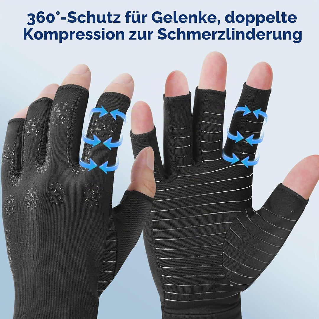Donfri 2 Paar Kupfer- Arthritis-Kompressionshandschuhe für Damen und Herren,Schwarz (XL) XL Schwarz