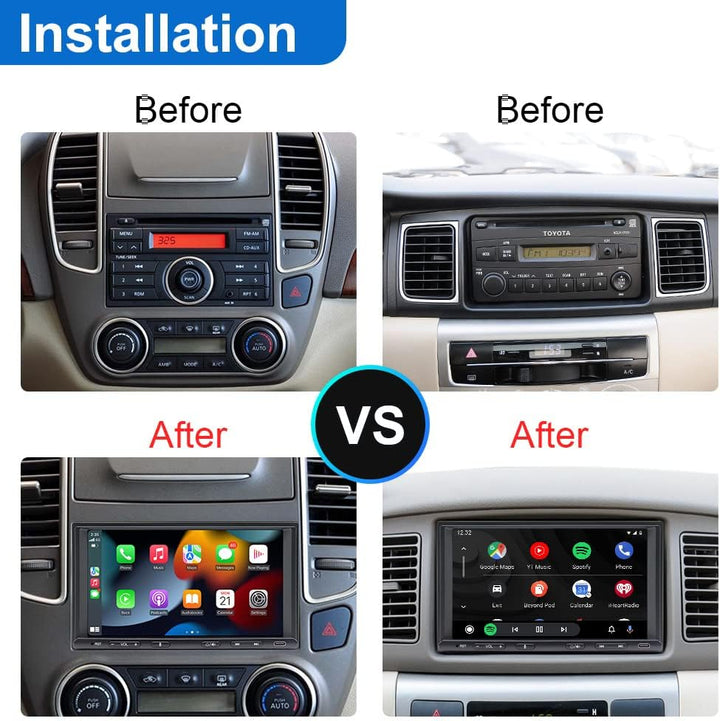 Doppel Din Radio mit Wireless CarPlay & Wireless Android Auto, Autoradio mit Navi 7 Zoll Bildschirm,