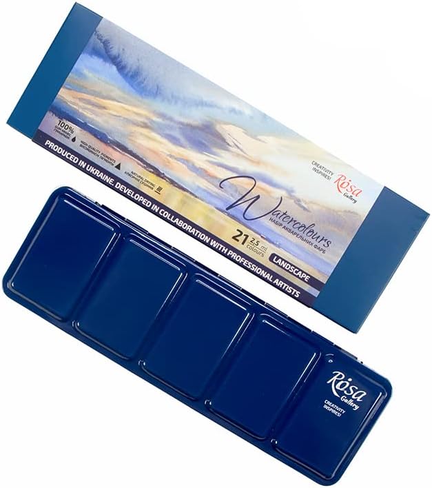 Rosa Gallery Landscape Professional Aquarellfarben-Set, 21 Wasserfarben à 2,5 ml, Hohe Lichtechtheit