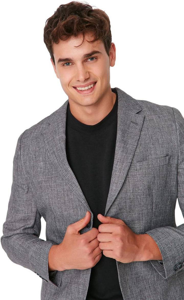 Trendyol Men's Herren Slim Zweireihig Plain Webstoff Jacke Coat, Anthracite, 48