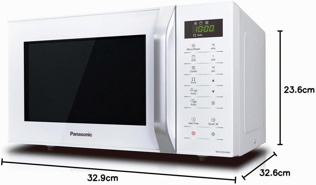 Panasonic NN-K35NWMEPG, Mikrowellenherd, 24 Liter, 900 W Leistung, 8 automatische Programme, Dual-Ko