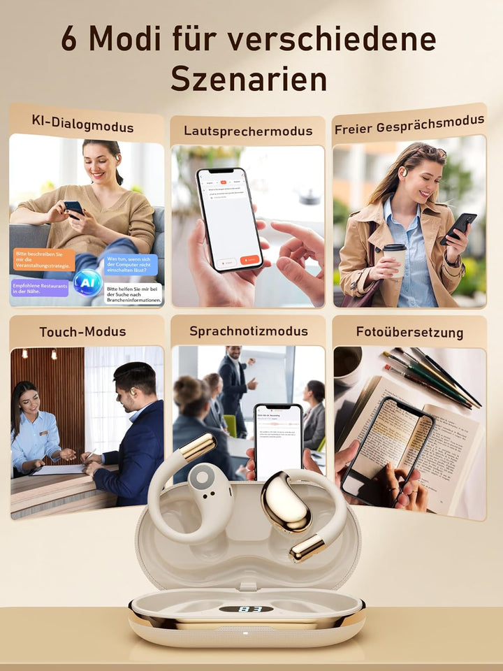 KI Übersetzer Kopfhörer Sprachübersetzer Übersetzungskopfhörer: 3-in-1 Kopfhörer Übersetzer Echtzeit