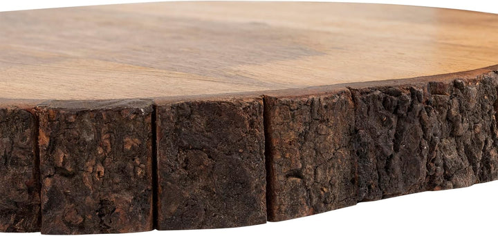 GoCraft Rundes Schneidebrett aus Holz mit Baumrinde, 3,8 cm dick, Mangoholz, Schneidebrett, Servierb
