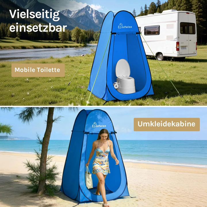 WolfWise Pop-Up Duschzelt Camping & Umkleidezelt – Kompakt & Leicht 2kg mit Tasche, Schneller Aufbau