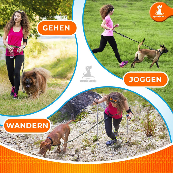 Joggingleine für Hunde zum Laufen, Joggen, Wandern | 2 in 1 Joggingleine und Normale Hundeleine für