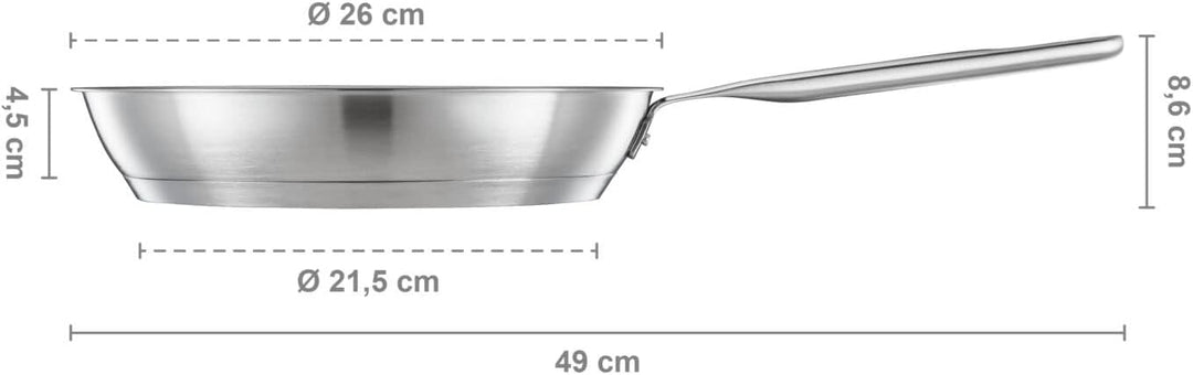 Fiskars Bratpfanne, Ø 26 cm, Beschichtete Pfanne, Für alle Kochfelder geeignet, Recycelter Edelstahl