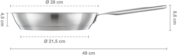 Fiskars Bratpfanne, Ø 26 cm, Beschichtete Pfanne, Für alle Kochfelder geeignet, Recycelter Edelstahl